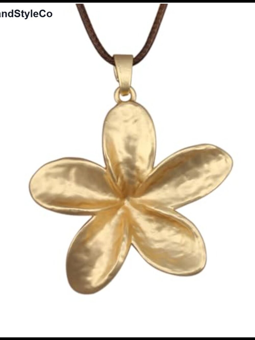 Chunky Gold Flower Pendant Necklace Faux Leather Boho Jewelry